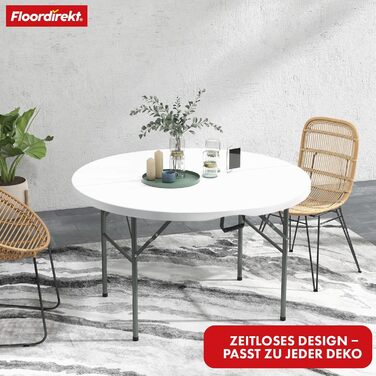Зручний розкладний садовий стіл Floordirekt Shiga 120x60 см - пластиковий буфетний/кампінговий стіл для тераси, балкону та саду