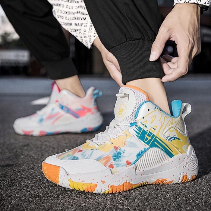 Кросівки для баскетболу та повсякденного носіння, чоловічі/жіночі, легкі, з неслизькою підошвою, рожеві/жовті, 35 EU, вузька колодка