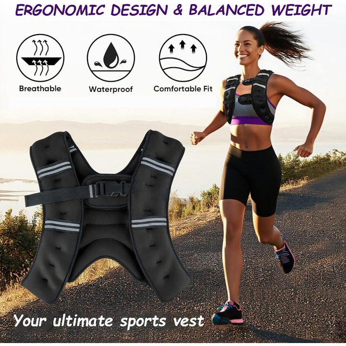 Утяжелитель жилет чоловічий та жіночий з світловідбиваючими смугами для бігу, фітнесу, силових тренувань (3.6 кг)