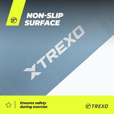 TREXO килимок для фітнесу NBR 183x61 см, 15 мм, синій, з ручками