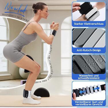 Важкі манжети для ніг BECOJADDE 0.45 кг / 0.9 кг (набір 2 шт.) для занять спортом, фітнесом, кардіо та силовим тренуванням. Чорний колір.