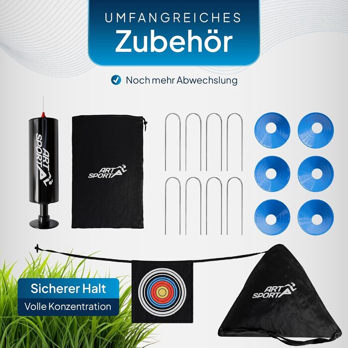 ArtSport Ворота для футболу Pop-up Goal Master - комплект 2 шт. з аксесуарами - складані та готові до гри - 2 футболні ворота для залу та саду - для дітей, чорні