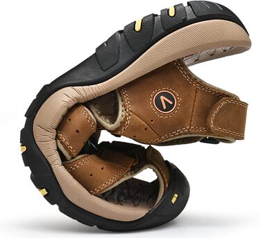 Чоловічі сандалі з натуральної шкіри для пляжу, піших прогулянок та активного відпочинку. Легкі, дихаючі сандалі для літа та риболовлі (46 EU, Коричневий/Червоний)