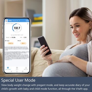 Ваги Vitafit Digital - персональні ваги з визначенням ваги та ІМТ, смарт-ваги з Bluetooth, антиковзаюча платформа, чорного кольору