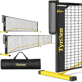 Мережа для піклболу TYRSEN портативна, 22 фути (регулярний розмір) та 11 футів (половинний корт), з колектором для м'ячів, 2-в-1, з сумкою для перенесення, для гаража, двору