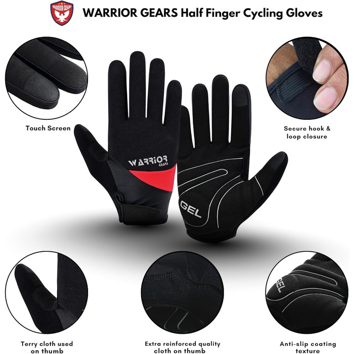 Велосипедні рукавички Habfinger для чоловіків, червоні/бежеві (XXL), неслизьке покриття, короткі