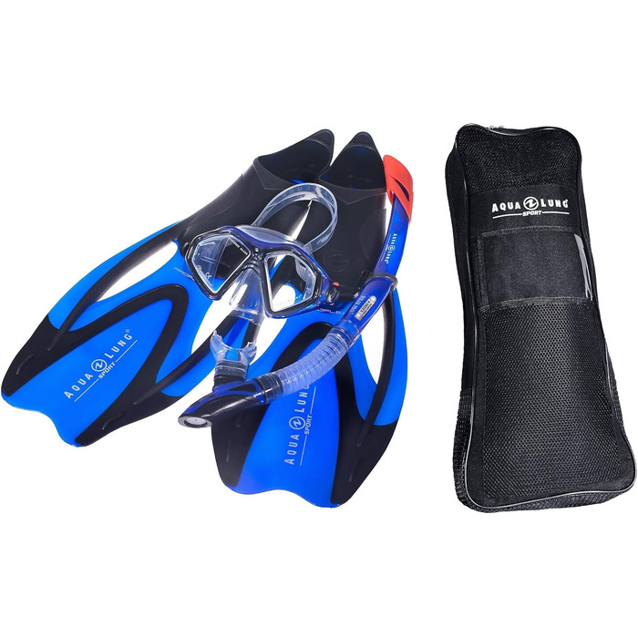 Набір для снорклінгу Aqua Lung Sport Proflex X: маска, трубка та ласти 38/40, сині прозорі