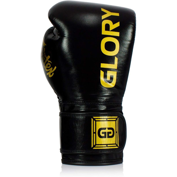 Боксерські рукавички Fairtex X Glory 16oz, шкіряні, чорні, для кікбоксингу, муай-тай, спарингу, ручна робота, офіційні Glory Kickboxing, Тайланд