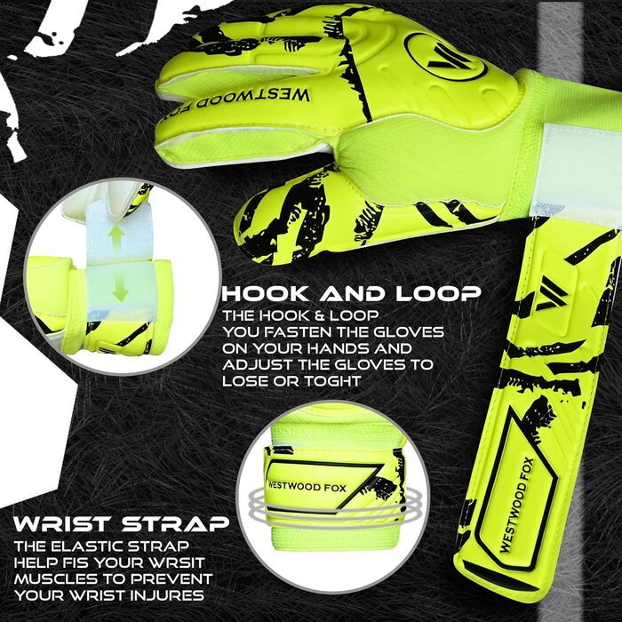Воротарські рукавички WESTWOOD FOX Fingersave для дітей та підлітків. DumboLatex, 4+3 мм, GELB-WEIß, розмір 6 (8-10 років)