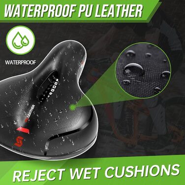 Велосипедне сідло SPGOOD: зручне, ергономічне, з м'якою піною пам'яті, амортизуюче, дихаюче, водонепроникне, для жінок та чоловіків, 25*21 см