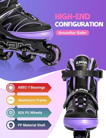Дитячі ролики 2PM SPORTS з регульованим розміром для дівчаток та хлопчиків, зелені (фіолетові), розмір EU 37.5-41
