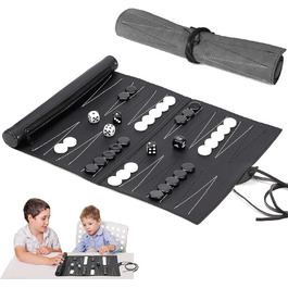 Набір для гри в шашки (бекґеммон) дерев'яний, 15 дюймів, для дорослих та дітей, портативний, коричневий, темно-сірий