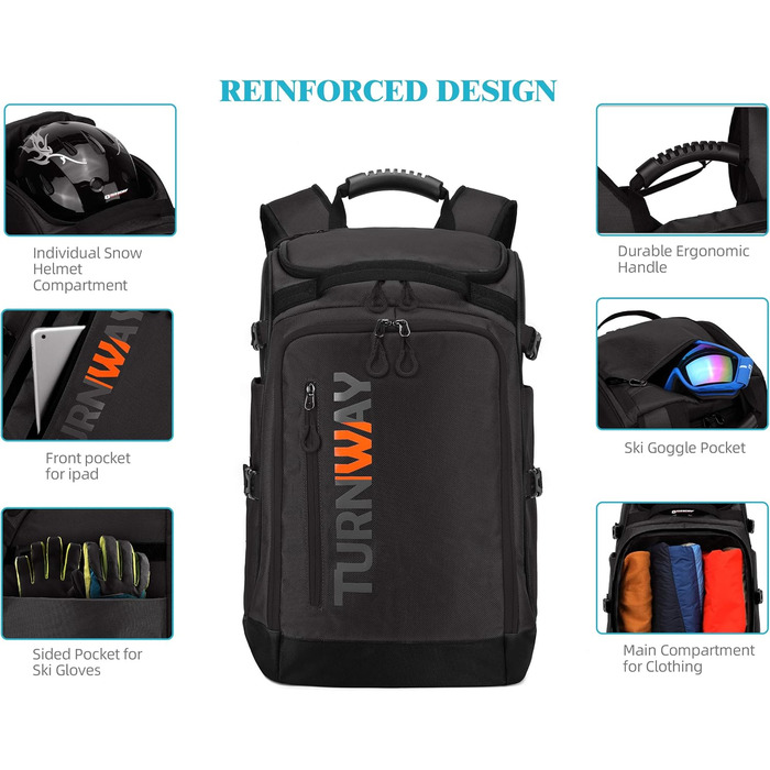 Чохол для лижних/сноубордистських черевиків TurnWay, універсальний, чорний