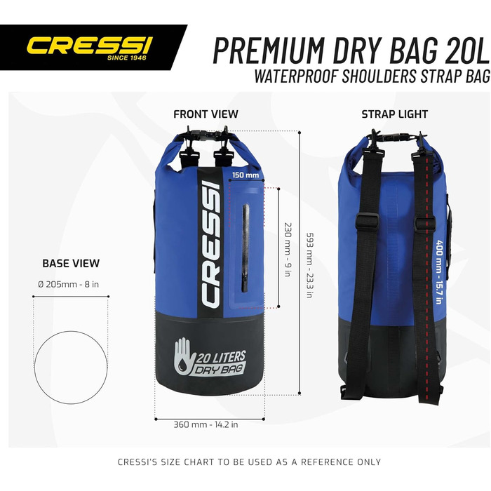 Водонепроникний мішок CRESSI Unisex, 20 літрів, чорний/синій, біколорний