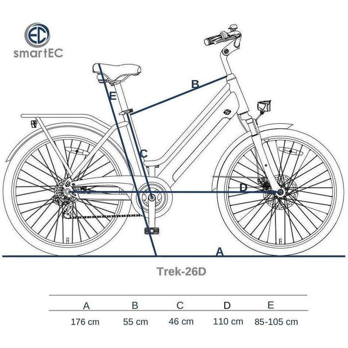 Електровелосипед smartEC Trek-26D 250Вт, 36В/13Аг, 26