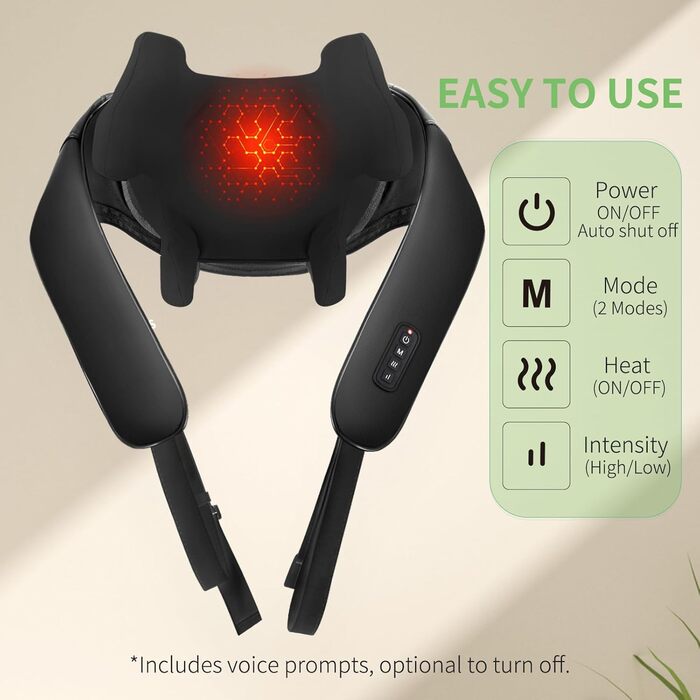 Масажер для шиї та спини з підігрівом Wiederaufladbares Nackenmassagegerät 2600 mAh, 4D масаж, Шиацу для ніг та тіла, зняття болю