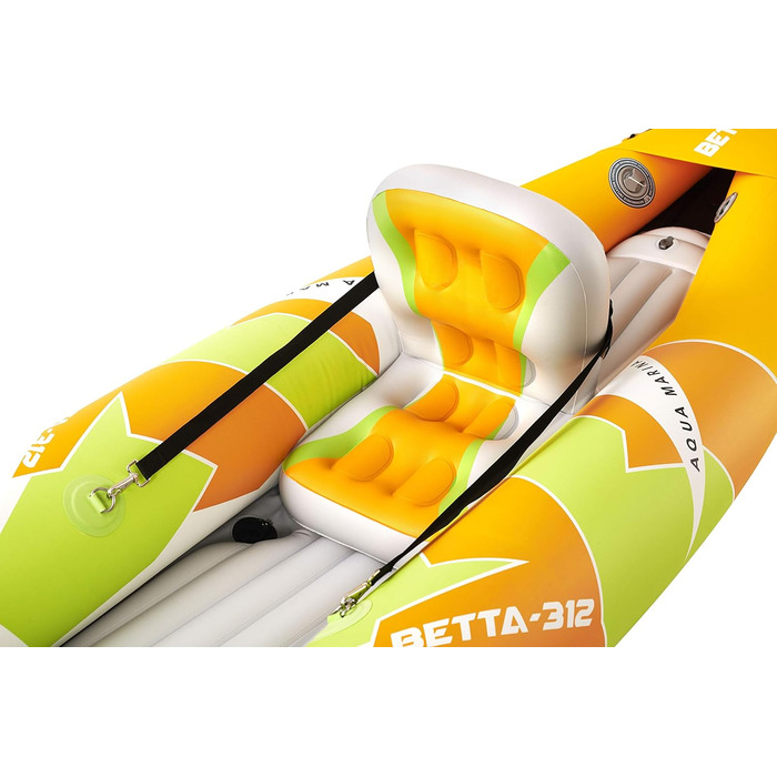 Надувний каяк Aquamarina Betta-312 для дорослих, 1 місце, помаранчевий/зелений/білий