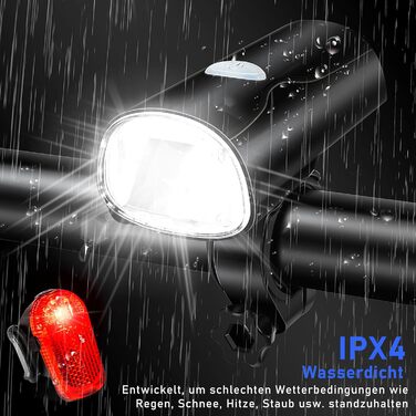 Набір LED-ліхтарів для велосипеда: фара та задній ліхтар, USB-зарядка, водонепроникність, схвалено STVZO, для дітей та дорослих