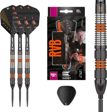Дротики Target RVB 80 Schwarz G2, 80% вольфрам, сталевий наконечник, набір для дартсу