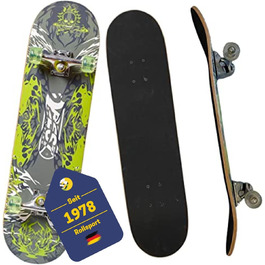 Скейтборд Best Sporting Green Ghost 78,5x20,4 см для дорослих, дерев'яний та алюмінієвий, підшипники ABEC 5, універсальний розмір