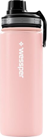 Термобутилка Wessper 500 мл з нержавіючої сталі, герметична, BPA-Free, 3 кришки, рожева, для спорту, дітей і дорослих, кемпінгу, велосипеда, outdoor