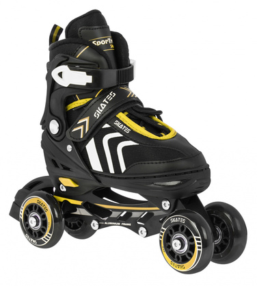 Дитячі роликові ковзани SporTrike, регульовані (розмір 29-33), чорно-жовті, 4 колеса 85A