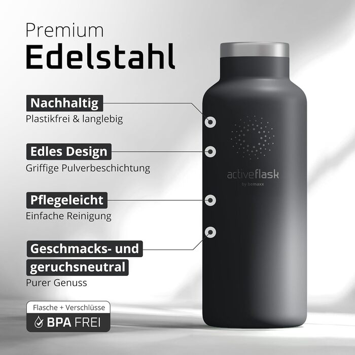 Термос-термобутилка з нержавіючої сталі ACTIVE FLASK 530 мл, з трубочкою, 3 кришки, BPA-free, герметична, для газованих напоїв, велосипедна пляшка для води, спорту, дітей, чаю, Cool Grey Bamboo