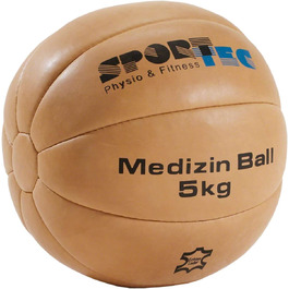 Медичний м'яч Sport-Tec 5 кг зі шкіри для фітнесу, реабілітації та тренувань