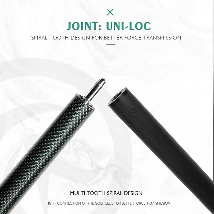 Кю Billardqueue KHEALING з карбону, 58 дюймів, 1/2-дюймова структура, 3-зубчастий з'єднувальний елемент, 12.4 мм наконечник, 540-567 г, для професійних гравців у більярд (зелений)