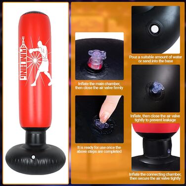 Боксерський мішок дитячий надувний 160 см для хлопчиків та дівчаток 6-12 років, стійкий, для карате, кікбоксингу, тхеквондо