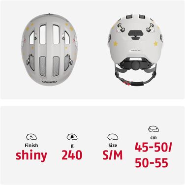Дитячий велошолом ABUS Smiley 3.0, сіро-блакитний, зручна посадка, захист для дівчат та хлопців, розмір M (50-55 см), дизайн із місцем для хвостика