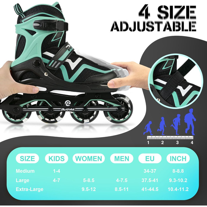 Регульовані ролики для дітей (хлопчики та дівчатка), світлові ролики для дітей 6-12 років, світлові ролики для жінок та чоловіків