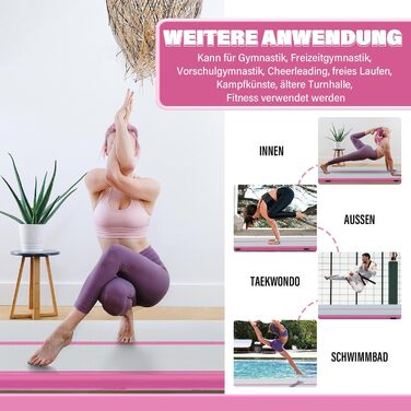 Надувна гімнастична матка для дому, 300x100x10 см (м'ятно-зелена)