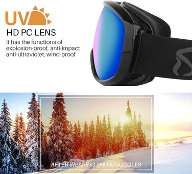 Гірськолижна маска HuoBi OTG, сноубордична, 100% UV захист, антифог, вітрозахист, для чоловіків і жінок