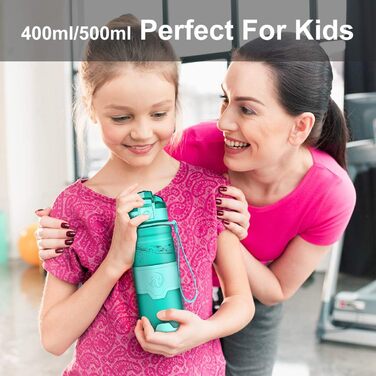 Спортивна пляшка ZORRI 503 мл, 1 л, 700 мл, 500 мл, 400 мл, BPA-Free, для води та газованих напоїв, без витоку, еко-пляшка для дітей, школи, спортзалу, фітнесу, велосипеда, м'ятно-зелений колір
