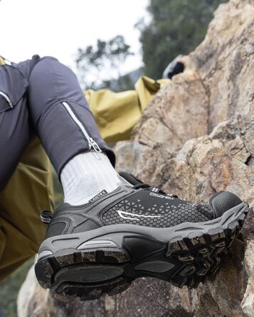 Туфлі для хайкінгу/трекінгу чоловічі та жіночі, водонепроникні, легкі, дихаючі, 38-46 EU (44 EU, чорний/сірий)
