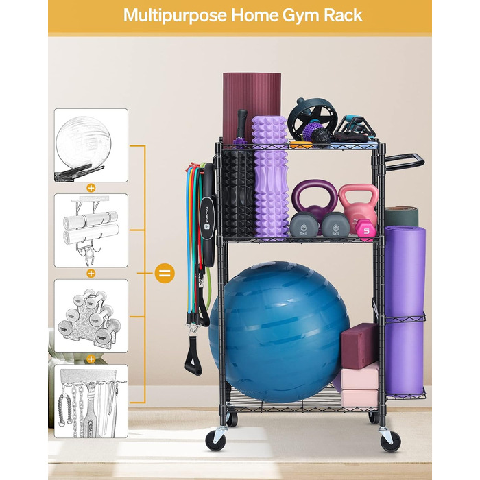 Стійка для йогаматів та тренувального інвентарю, чорна. Організатор для дому, фітнес-студії. Об'єм 34.5л, розміри 34.5*16*44 см