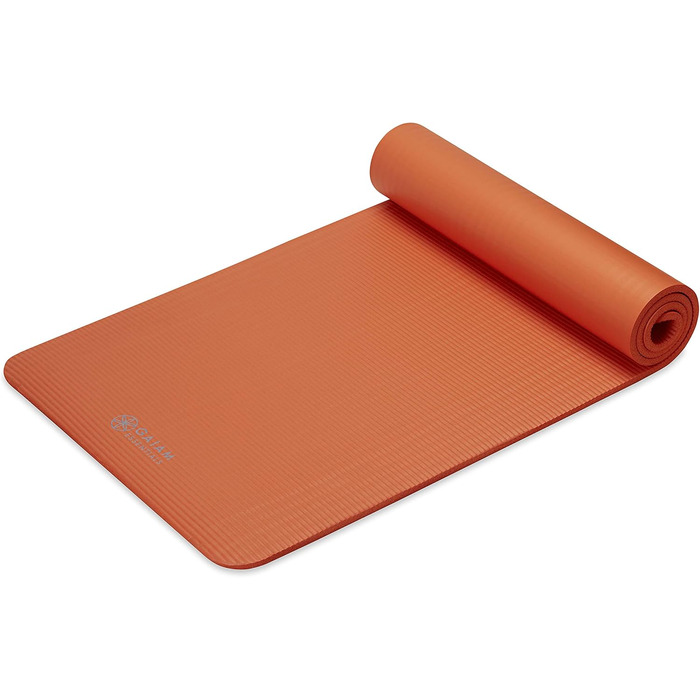 Yogamat Gaiam Essentials товстий 1 см, оранжевий, 183x61 см з ременем для перенесення - для йоги та фітнесу