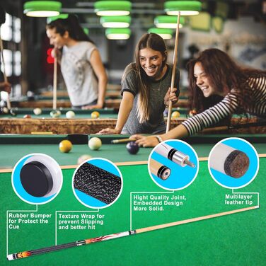 Joshmar Profi Pool Stick - Преміум кий для більярду. Виготовлений з канадського твердого дерева, з аксесуарами.