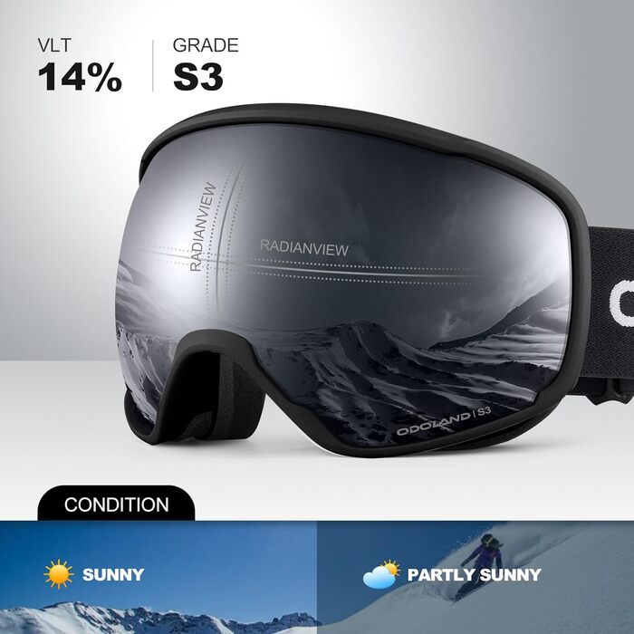 Одаленд Скі-маска для дорослих: сноуборд, лижі, захист від сонця, чорний, VLT 14%