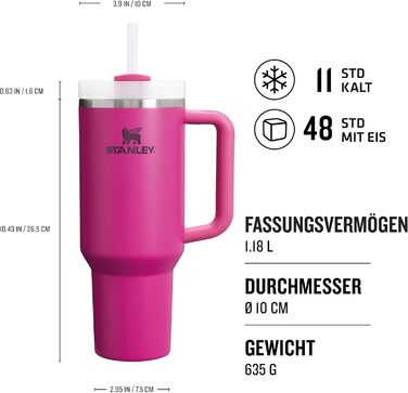 Термос-кухоль Stanley Quencher H2.0 Flowstate з трубочкою 1.2 л, нержавіюча сталь, тримає холод до 48 годин, BPA Free, підходить для миття в посудомийці