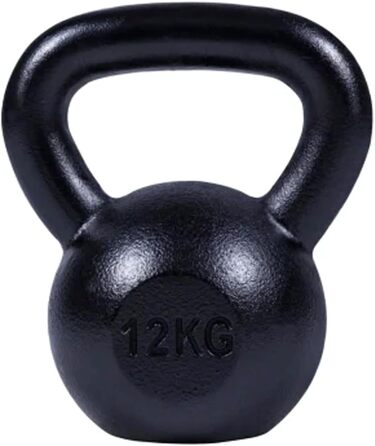 Кулегантеля GORILLA SPORTS 12 кг, чавунна, чорна, для фітнесу та силових тренувань