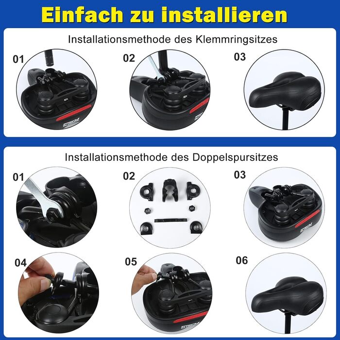 Велосипедне сідло з гелевим наповнювачем Pro 2.0: широке, м'яке, комфортне, дихаюче, з пам'яті ефектом, водонепроникне (чорне)