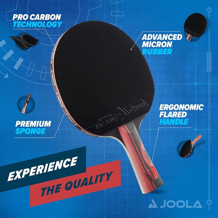 JOOLA Infinity Edge – професійна тенісна ракетка з Pro Carbon, чорна гума, для турнірів і тренувань, для просунутих гравців