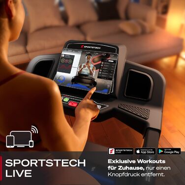 Бігова доріжка Sportstech F31s для дому, 4.5 к.с., 16 км/год, Bluetooth, LED, тримач для планшета, складана, до 120 кг
