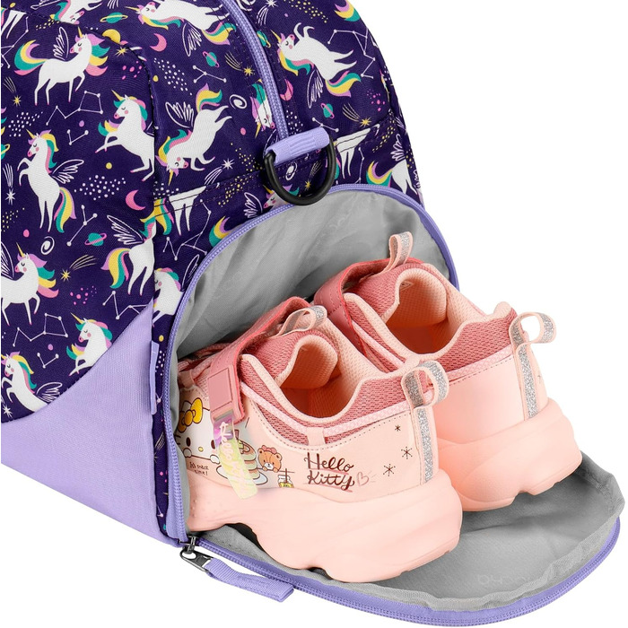 Дитяча спортивна сумка для подорожей Choco Mocha для дівчаток, велика дорожня сумка-даффл з єдинорогом, фіолетова