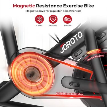 Велотренажер JOROTO з додатком, тихий велоергометр, фітнес-велосипед для дому з LCD-дисплеєм, стійка для гантелей, тримач для пляшки, до 150 кг