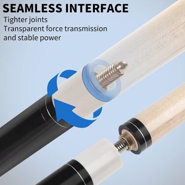 AKLOT Більярдний кий, набір 3 шт., канадський клен, 147.3 см, змішана вага