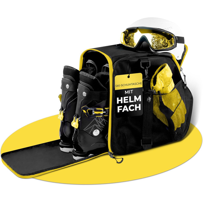 Чохол для лижних черевиків STYNGARD з відділенням для шолома та лижного спорядження, 40 л, модель Zermatt, чорно-білий (чорно-жовтий)