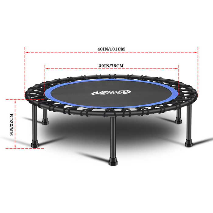 Міні-батут Miuphro Newan 40'' для дому, безшумний, для дорослих, кардіо-тренування, урбан фітнес